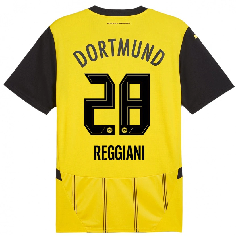 Danxen Mænd Luca Reggiani #28 Gul Sort Hjemmebane Spillertrøjer 2024/25 Trøje T-Shirt