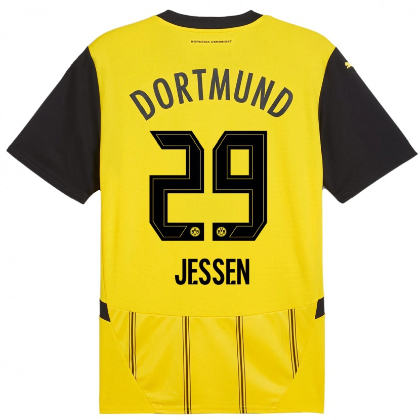 Danxen Mænd Niklas Jessen #29 Gul Sort Hjemmebane Spillertrøjer 2024/25 Trøje T-Shirt