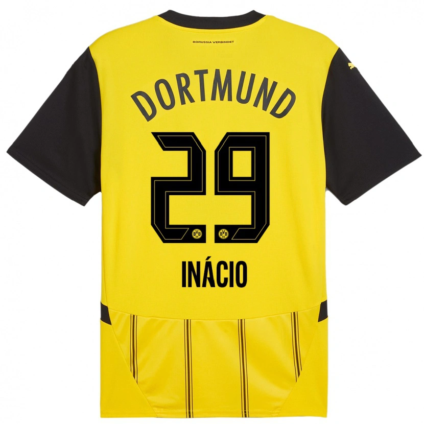 Danxen Mænd Samuele Inácio #29 Gul Sort Hjemmebane Spillertrøjer 2024/25 Trøje T-Shirt