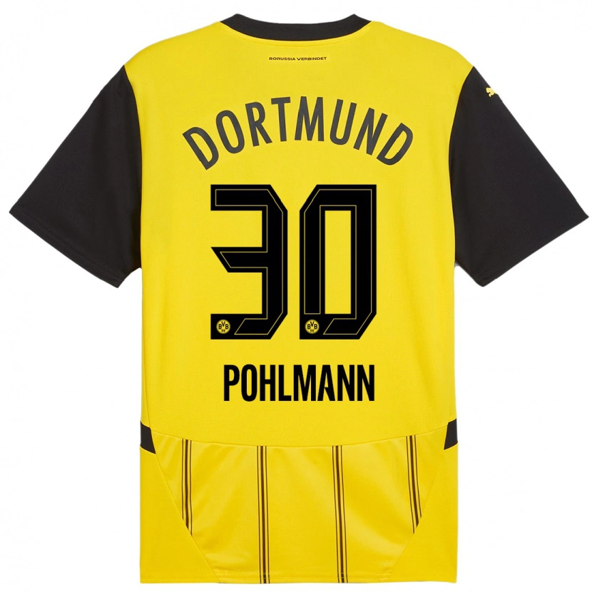 Danxen Mænd Ole Pohlmann #30 Gul Sort Hjemmebane Spillertrøjer 2024/25 Trøje T-Shirt