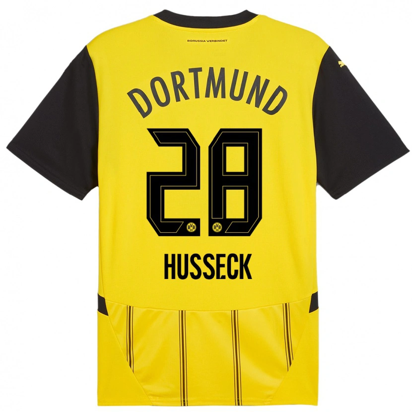 Danxen Mænd Jonah Husseck #28 Gul Sort Hjemmebane Spillertrøjer 2024/25 Trøje T-Shirt