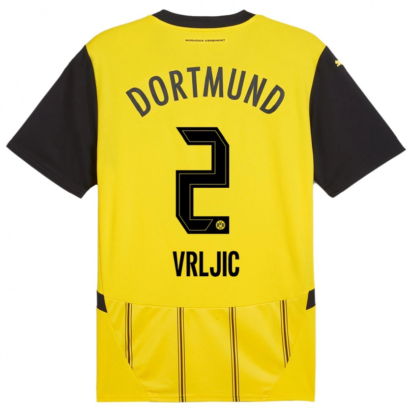 Danxen Mænd Daniel Vrljic #2 Gul Sort Hjemmebane Spillertrøjer 2024/25 Trøje T-Shirt