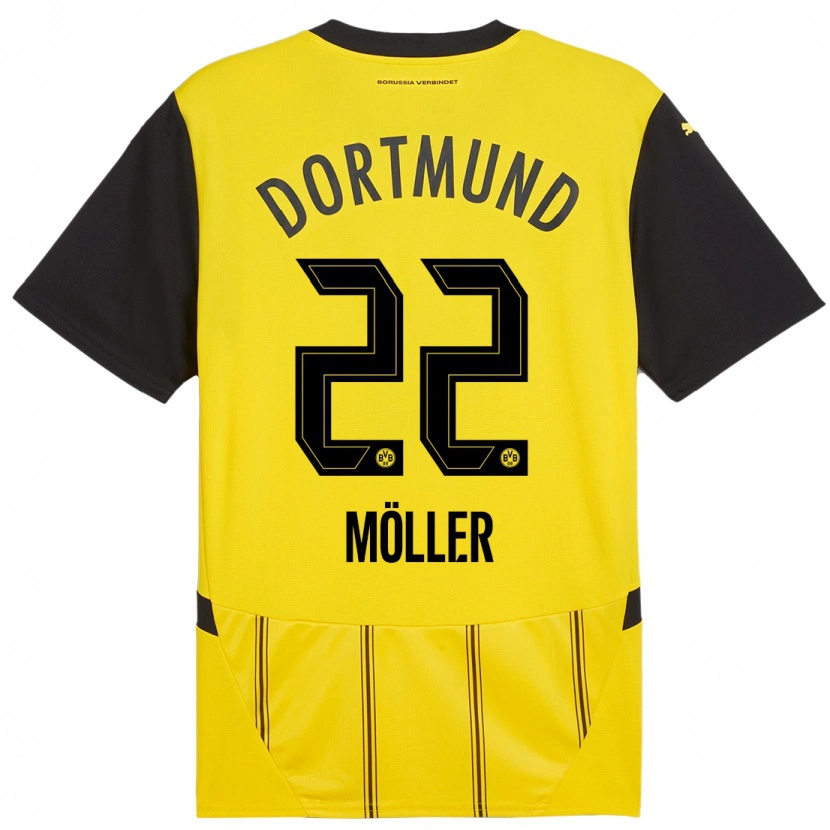 Danxen Mænd Paul Möller #22 Gul Sort Hjemmebane Spillertrøjer 2024/25 Trøje T-Shirt