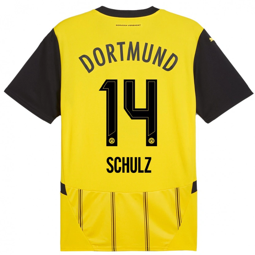 Danxen Mænd Nico Schulz #14 Gul Sort Hjemmebane Spillertrøjer 2024/25 Trøje T-Shirt