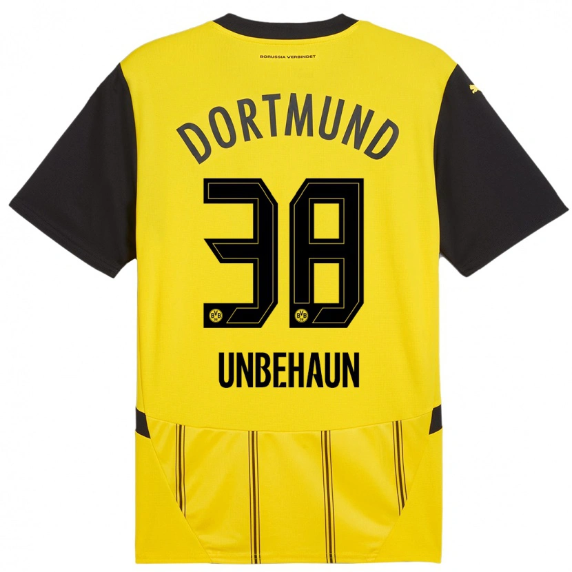 Danxen Mænd Luca Unbehaun #38 Gul Sort Hjemmebane Spillertrøjer 2024/25 Trøje T-Shirt