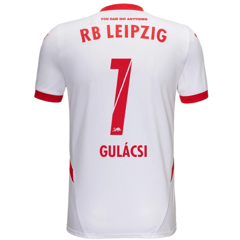 Danxen Mænd Péter Gulácsi #1 Hvid Rød Hjemmebane Spillertrøjer 2024/25 Trøje T-Shirt