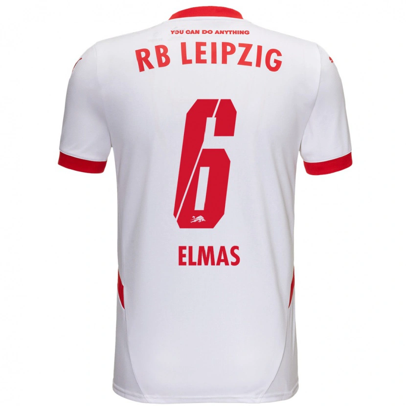 Danxen Mænd Eljif Elmas #6 Hvid Rød Hjemmebane Spillertrøjer 2024/25 Trøje T-Shirt