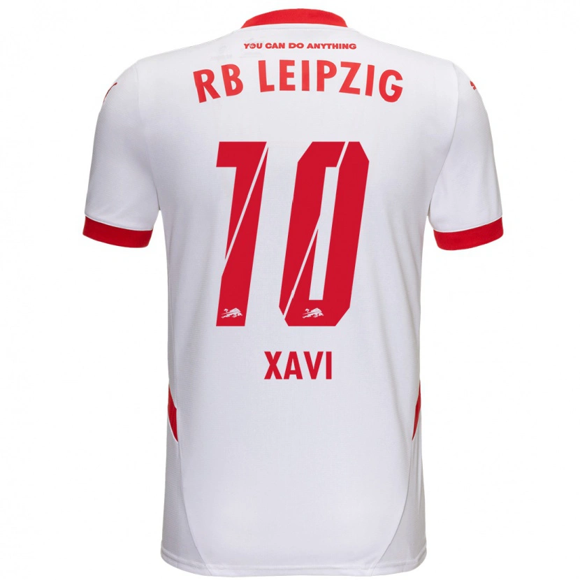 Danxen Mænd Xavi Simons #10 Hvid Rød Hjemmebane Spillertrøjer 2024/25 Trøje T-Shirt