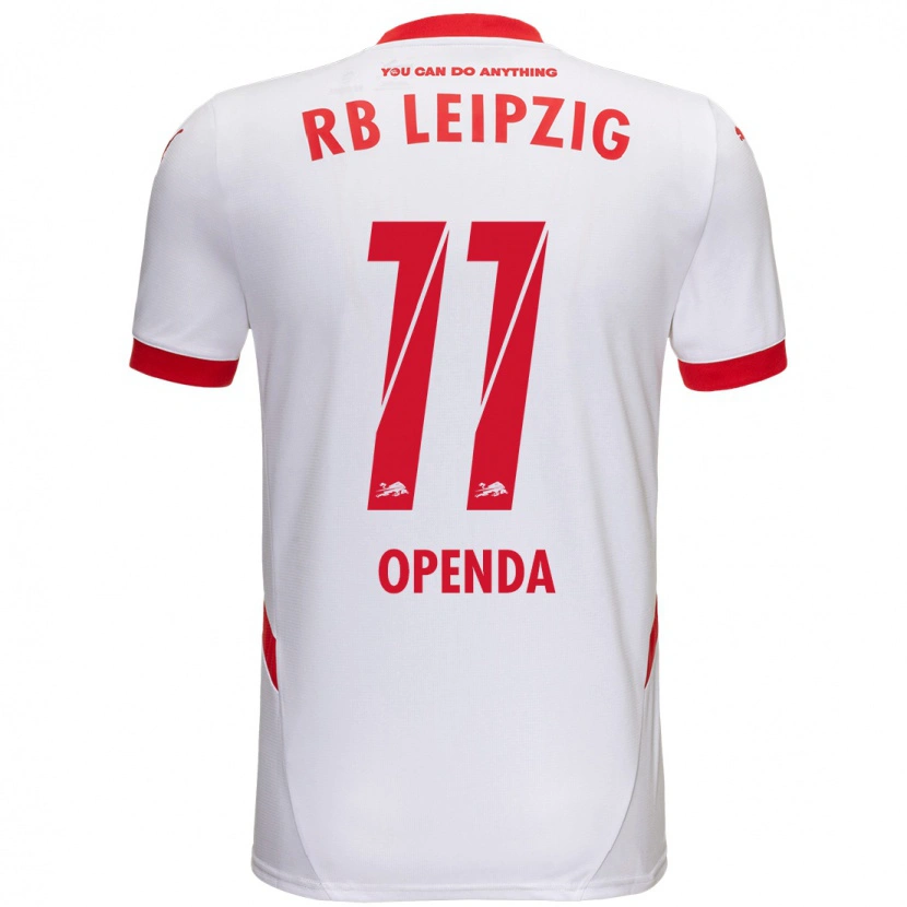 Danxen Mænd Loïs Openda #11 Hvid Rød Hjemmebane Spillertrøjer 2024/25 Trøje T-Shirt