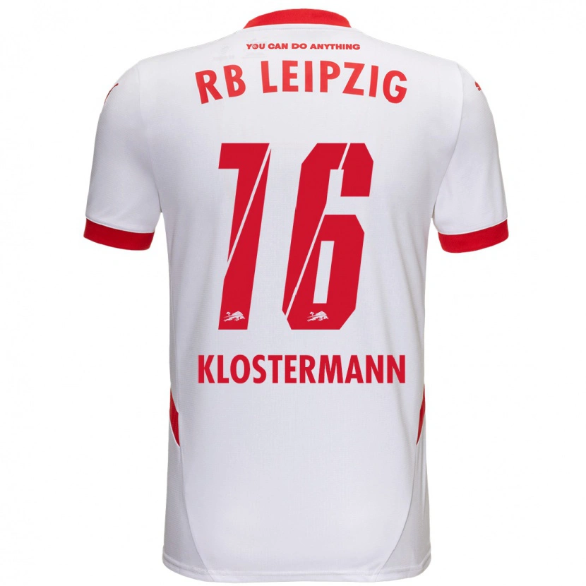 Danxen Mænd Lukas Klostermann #16 Hvid Rød Hjemmebane Spillertrøjer 2024/25 Trøje T-Shirt