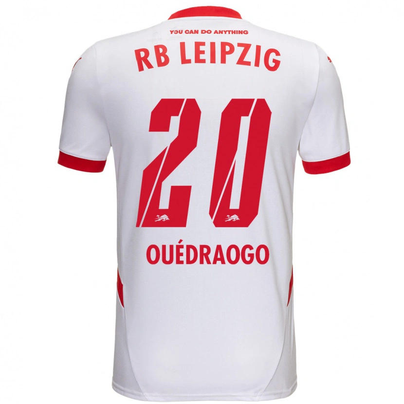 Danxen Mænd Assan Ouédraogo #20 Hvid Rød Hjemmebane Spillertrøjer 2024/25 Trøje T-Shirt