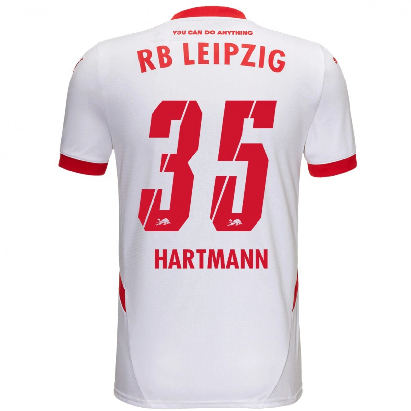 Danxen Mænd Fabrice Hartmann #35 Hvid Rød Hjemmebane Spillertrøjer 2024/25 Trøje T-Shirt