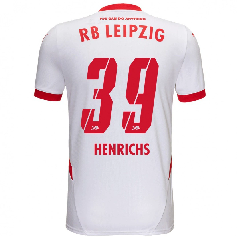 Danxen Mænd Benjamin Henrichs #39 Hvid Rød Hjemmebane Spillertrøjer 2024/25 Trøje T-Shirt