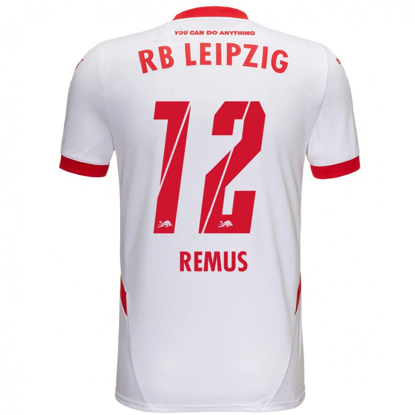 Danxen Mænd Niklas Remus #12 Hvid Rød Hjemmebane Spillertrøjer 2024/25 Trøje T-Shirt