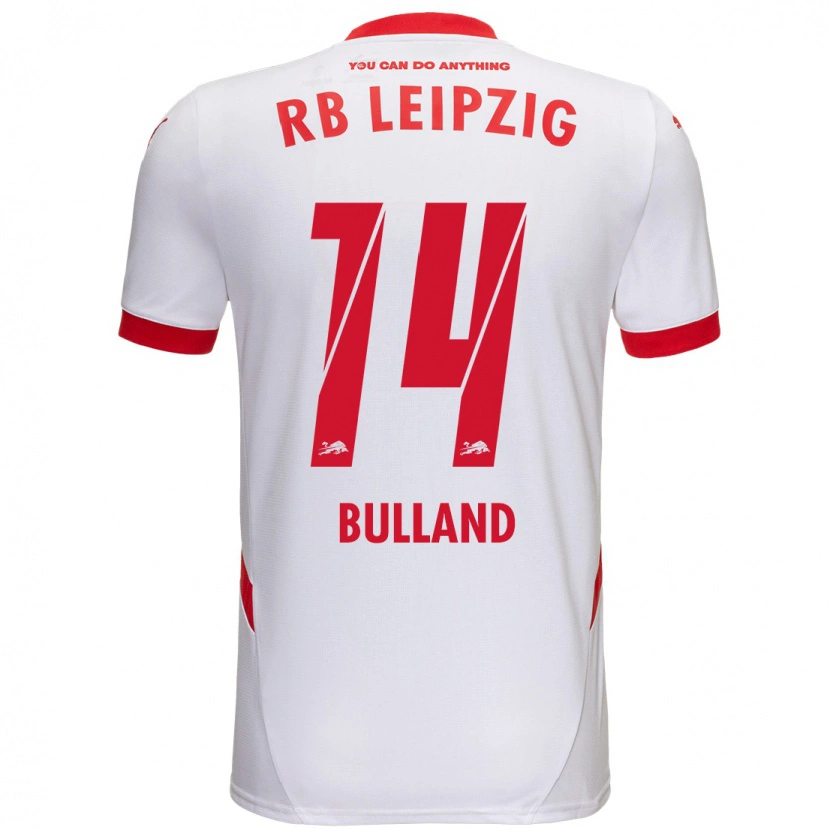 Danxen Mænd Anton Bulland #14 Hvid Rød Hjemmebane Spillertrøjer 2024/25 Trøje T-Shirt