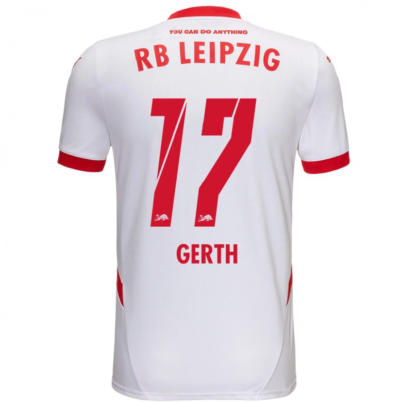 Danxen Mænd Amos Gerth #17 Hvid Rød Hjemmebane Spillertrøjer 2024/25 Trøje T-Shirt