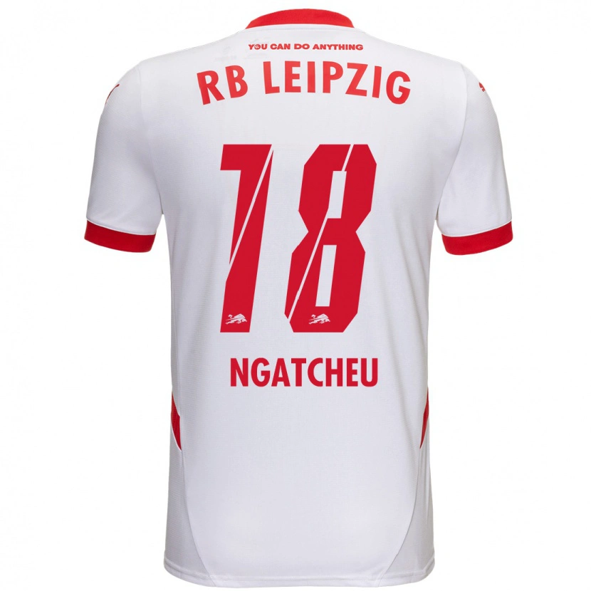 Danxen Mænd Yohan Ngatcheu #18 Hvid Rød Hjemmebane Spillertrøjer 2024/25 Trøje T-Shirt