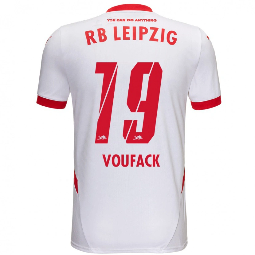 Danxen Mænd Lionel Voufack #19 Hvid Rød Hjemmebane Spillertrøjer 2024/25 Trøje T-Shirt