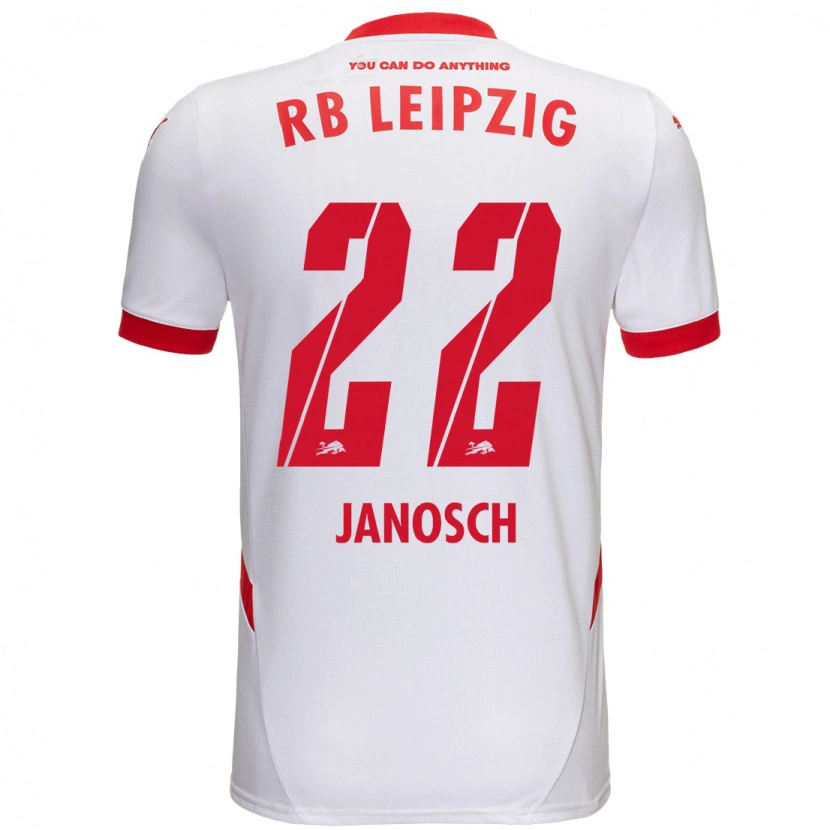 Danxen Mænd Luca Janosch #22 Hvid Rød Hjemmebane Spillertrøjer 2024/25 Trøje T-Shirt