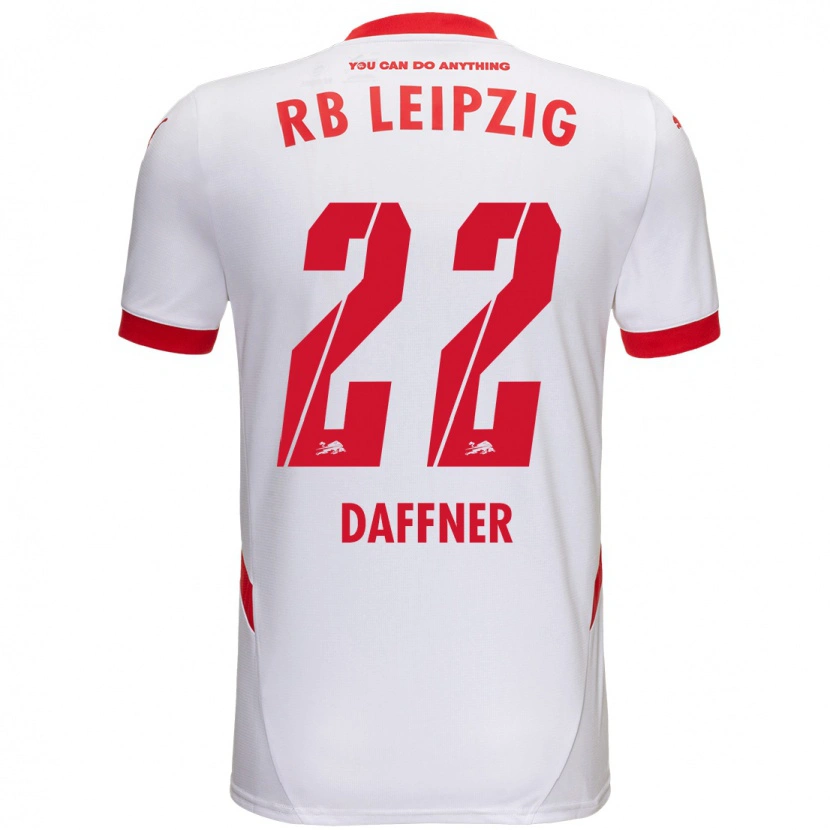 Danxen Mænd Felix Daffner #22 Hvid Rød Hjemmebane Spillertrøjer 2024/25 Trøje T-Shirt