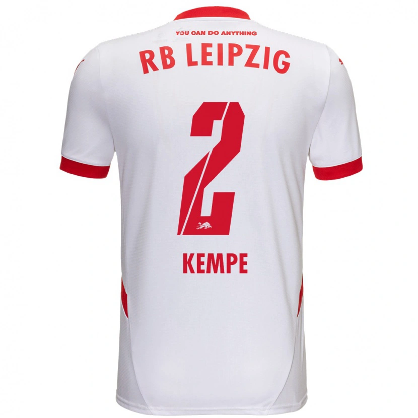Danxen Mænd Frederike Kempe #2 Hvid Rød Hjemmebane Spillertrøjer 2024/25 Trøje T-Shirt