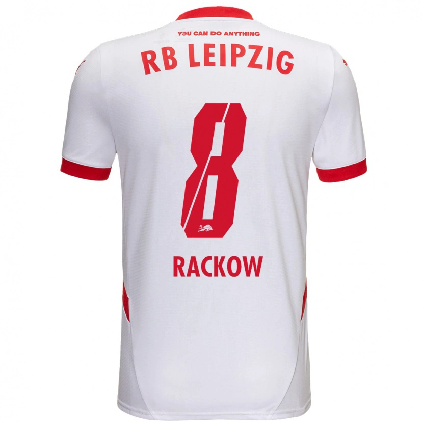 Danxen Mænd Gianna Rackow #8 Hvid Rød Hjemmebane Spillertrøjer 2024/25 Trøje T-Shirt