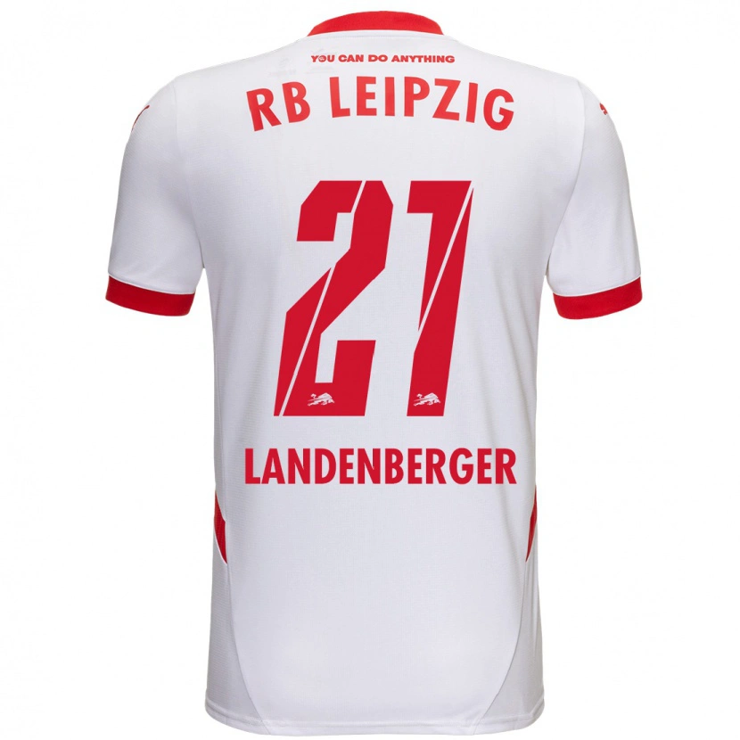 Danxen Mænd Julia Landenberger #21 Hvid Rød Hjemmebane Spillertrøjer 2024/25 Trøje T-Shirt