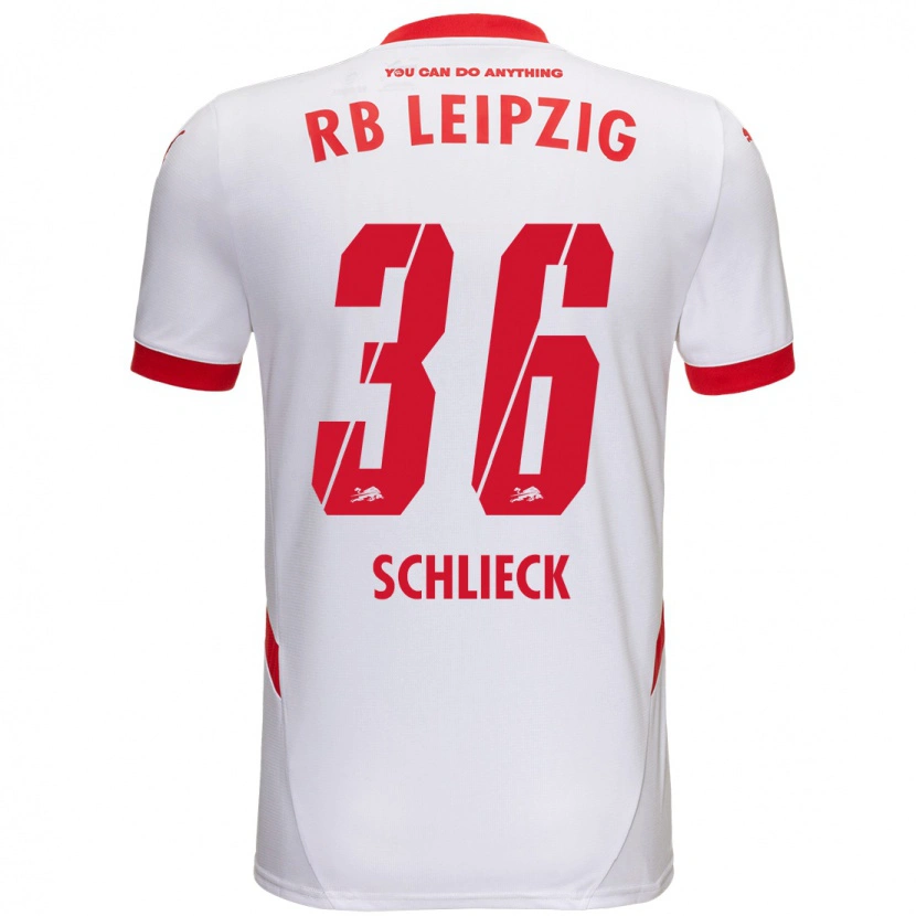 Danxen Mænd Timo Schlieck #36 Hvid Rød Hjemmebane Spillertrøjer 2024/25 Trøje T-Shirt