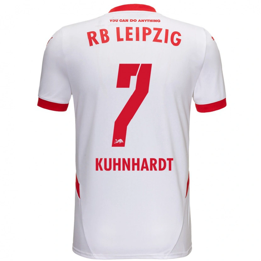 Danxen Mænd Paul Kühnhardt #7 Hvid Rød Hjemmebane Spillertrøjer 2024/25 Trøje T-Shirt