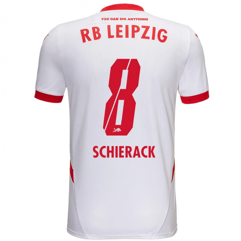 Danxen Mænd Simon Schierack #8 Hvid Rød Hjemmebane Spillertrøjer 2024/25 Trøje T-Shirt