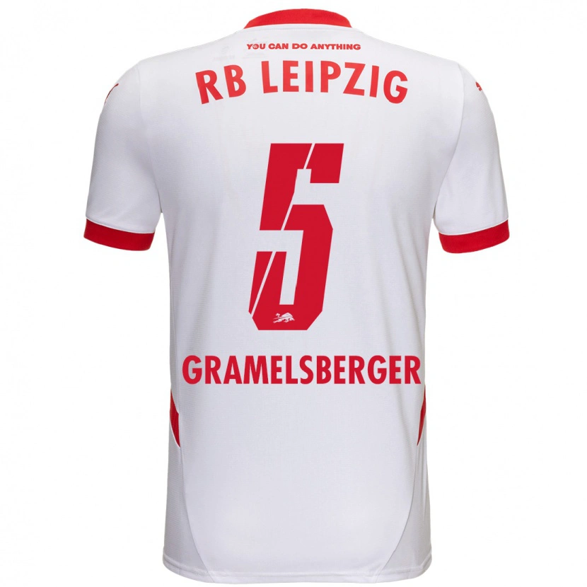 Danxen Mænd Lennert Gramelsberger #5 Hvid Rød Hjemmebane Spillertrøjer 2024/25 Trøje T-Shirt