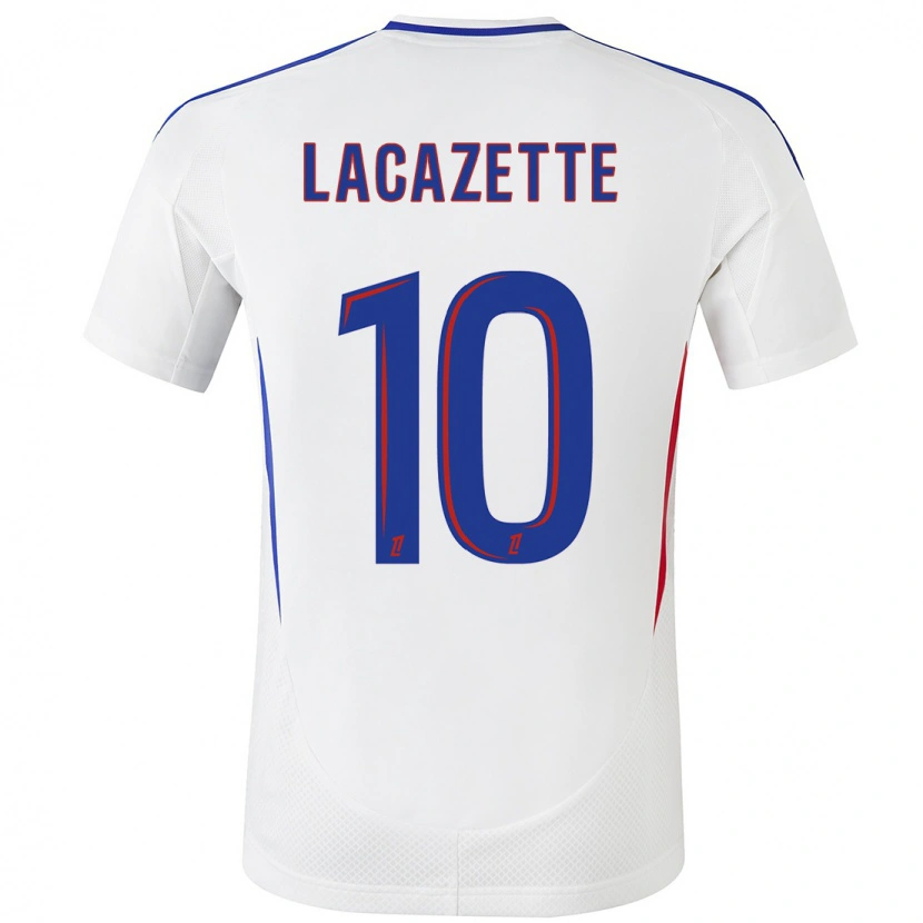 Danxen Mænd Alexandre Lacazette #10 Hvid Blå Hjemmebane Spillertrøjer 2024/25 Trøje T-Shirt
