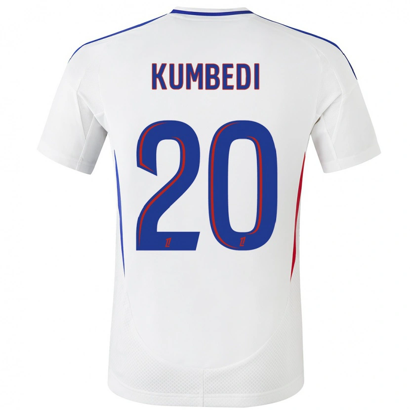 Danxen Mænd Saël Kumbedi #20 Hvid Blå Hjemmebane Spillertrøjer 2024/25 Trøje T-Shirt