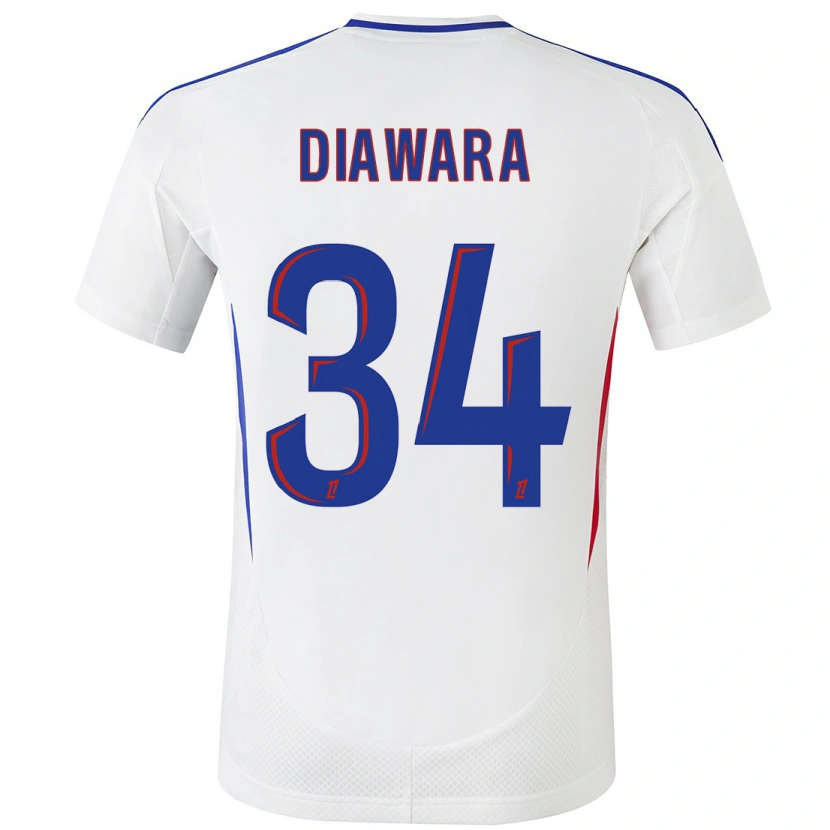 Danxen Mænd Mahamadou Diawara #34 Hvid Blå Hjemmebane Spillertrøjer 2024/25 Trøje T-Shirt