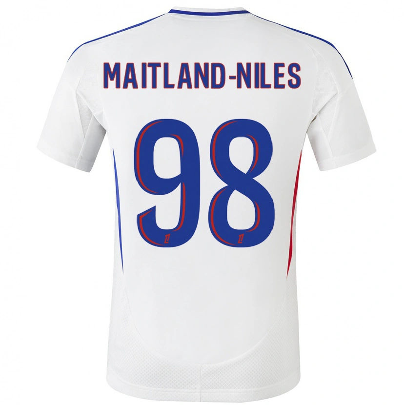 Danxen Mænd Ainsley Maitland-Niles #98 Hvid Blå Hjemmebane Spillertrøjer 2024/25 Trøje T-Shirt