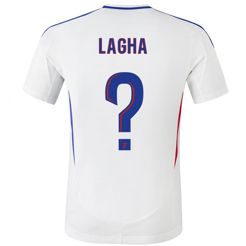 Danxen Mænd Yannis Lagha #0 Hvid Blå Hjemmebane Spillertrøjer 2024/25 Trøje T-Shirt