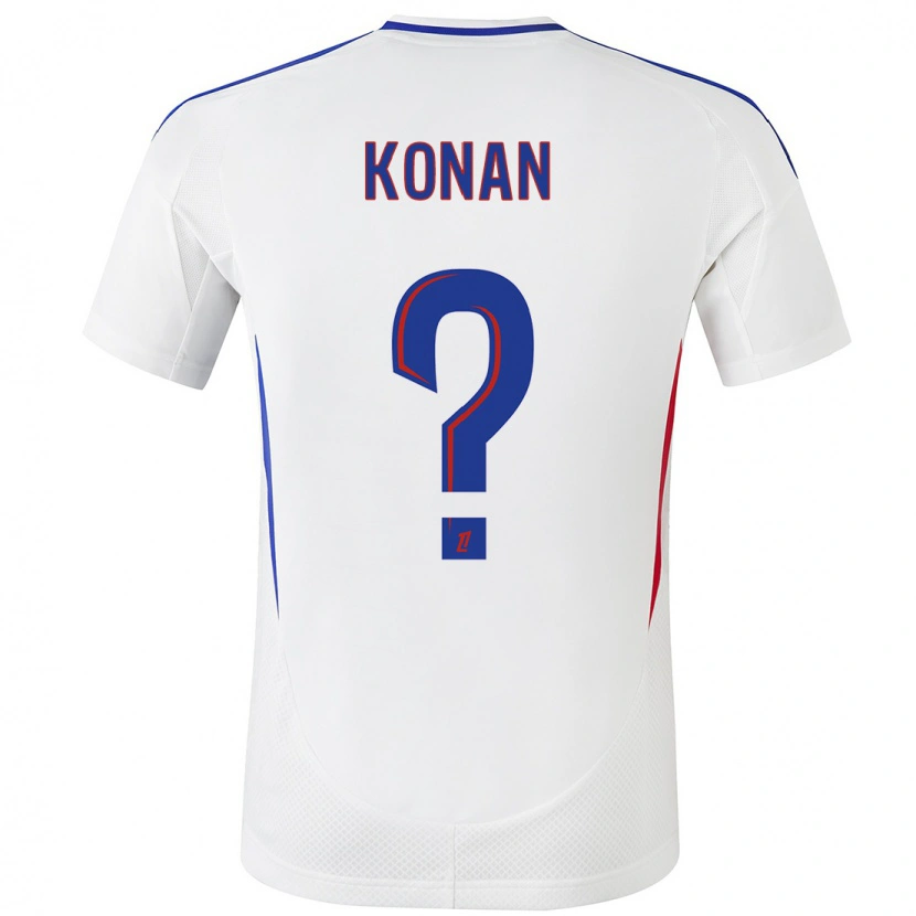 Danxen Mænd Yvann Konan #0 Hvid Blå Hjemmebane Spillertrøjer 2024/25 Trøje T-Shirt