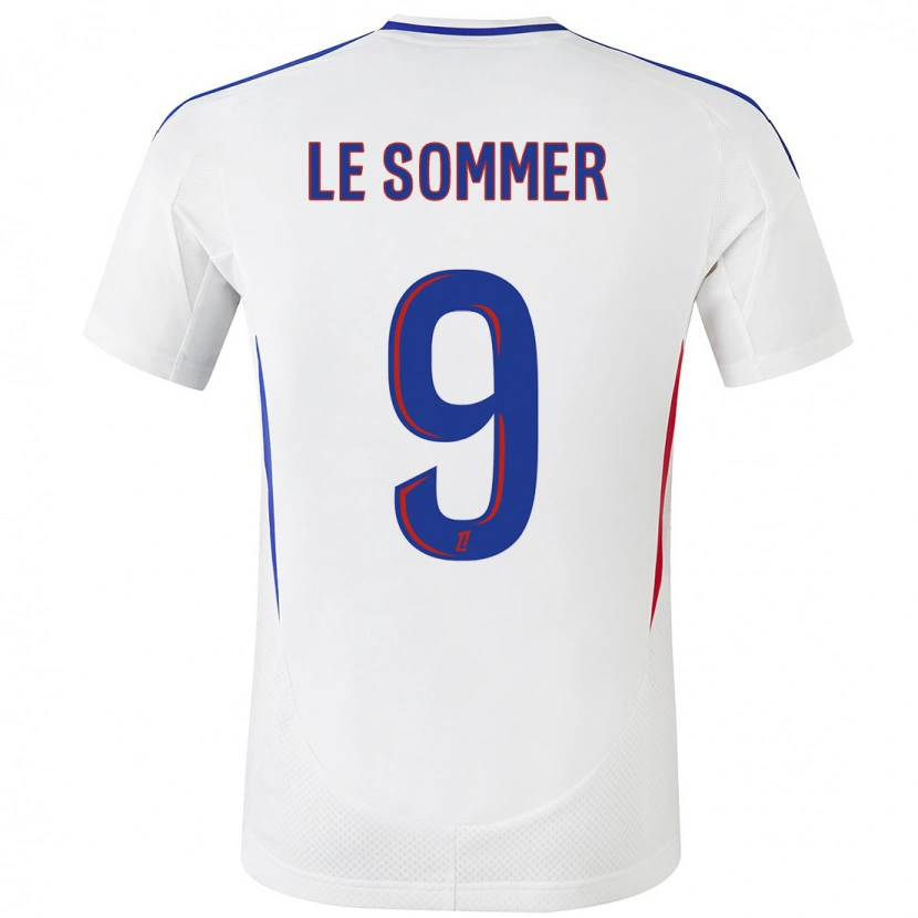Danxen Mænd Eugénie Le Sommer #9 Hvid Blå Hjemmebane Spillertrøjer 2024/25 Trøje T-Shirt