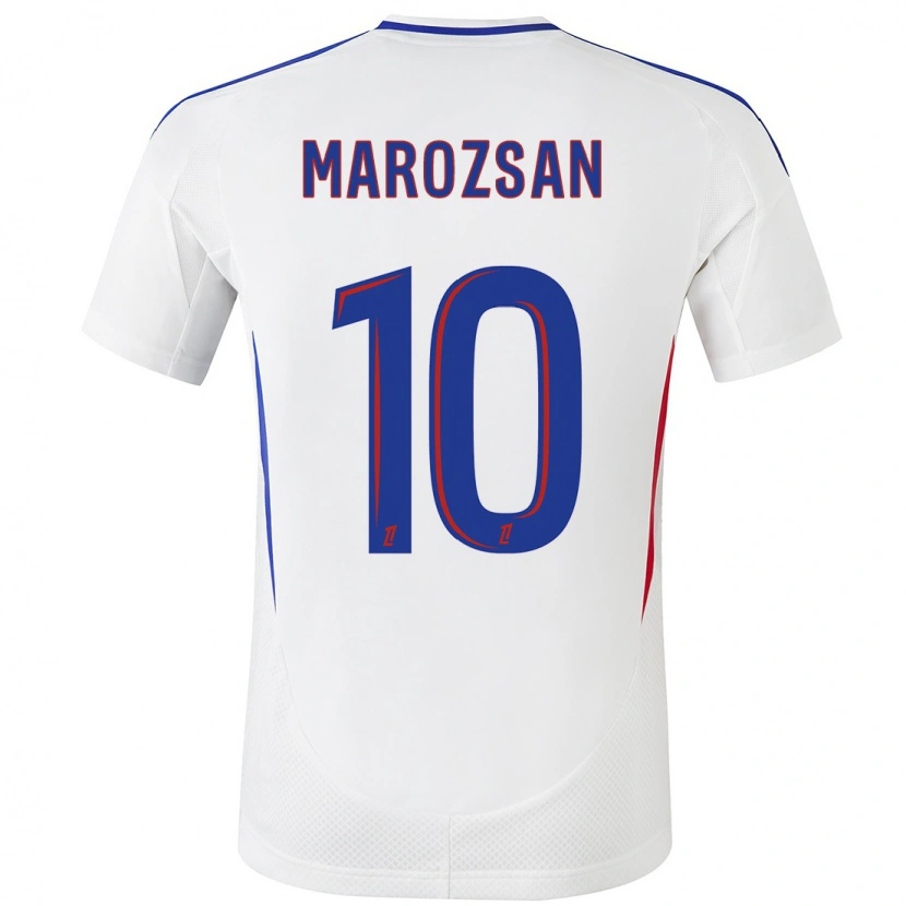 Danxen Mænd Dzsenifer Marozsán #10 Hvid Blå Hjemmebane Spillertrøjer 2024/25 Trøje T-Shirt