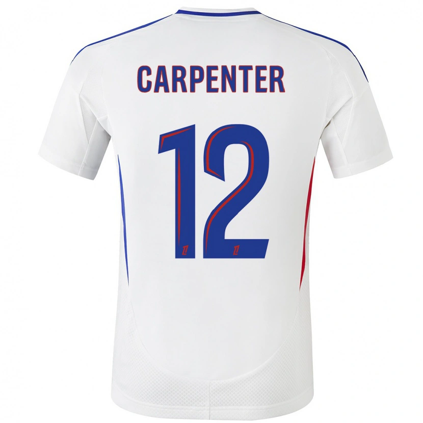 Danxen Mænd Ellie Carpenter #12 Hvid Blå Hjemmebane Spillertrøjer 2024/25 Trøje T-Shirt