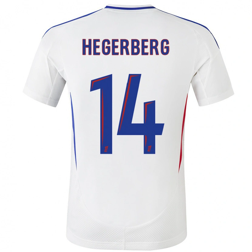 Danxen Mænd Ada Hegerberg #14 Hvid Blå Hjemmebane Spillertrøjer 2024/25 Trøje T-Shirt