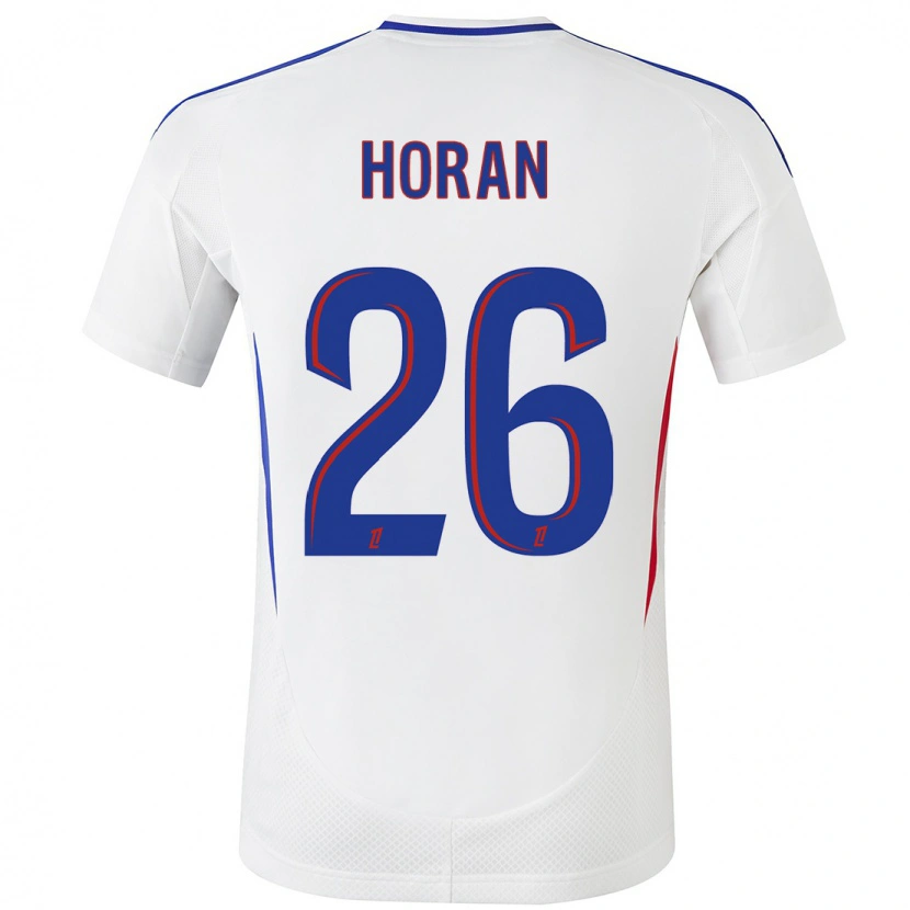 Danxen Mænd Lindsey Horan #26 Hvid Blå Hjemmebane Spillertrøjer 2024/25 Trøje T-Shirt