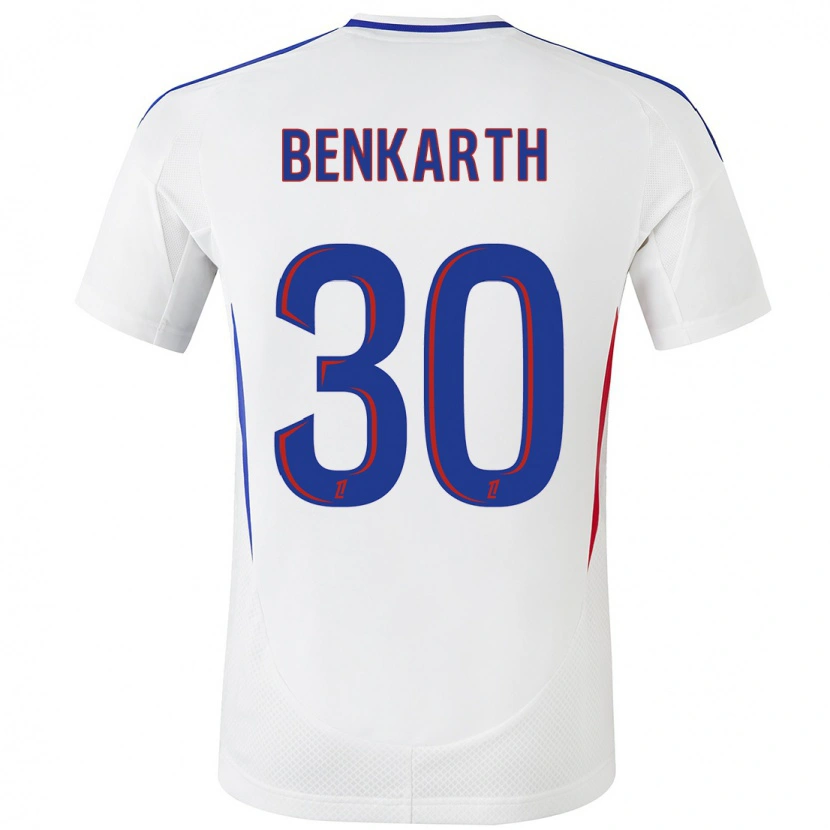 Danxen Mænd Laura Benkarth #30 Hvid Blå Hjemmebane Spillertrøjer 2024/25 Trøje T-Shirt