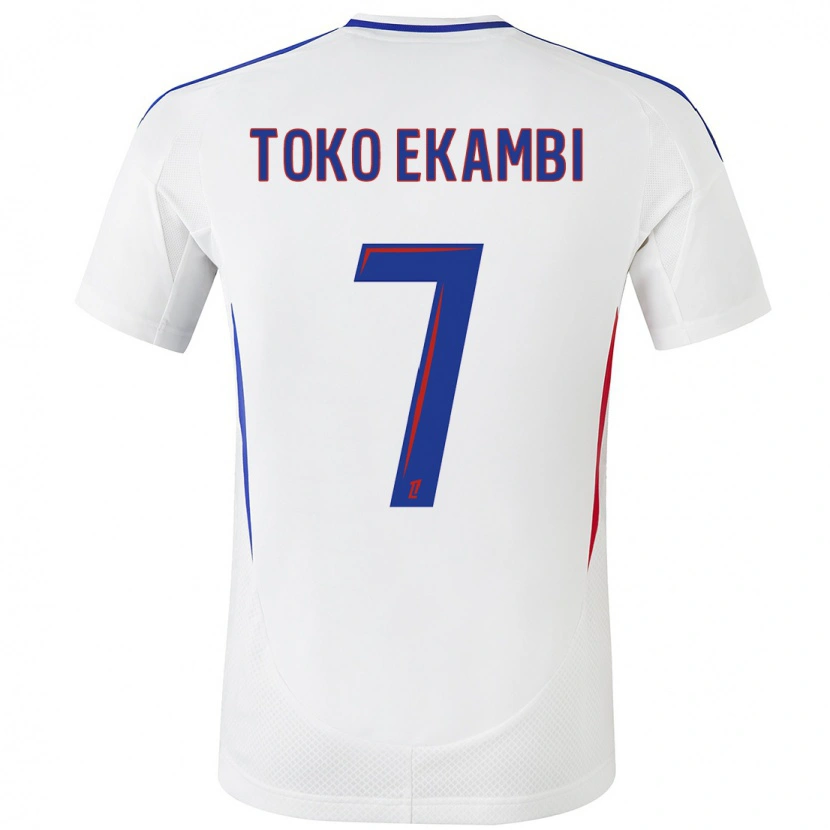 Danxen Mænd Karl Toko Ekambi #7 Hvid Blå Hjemmebane Spillertrøjer 2024/25 Trøje T-Shirt