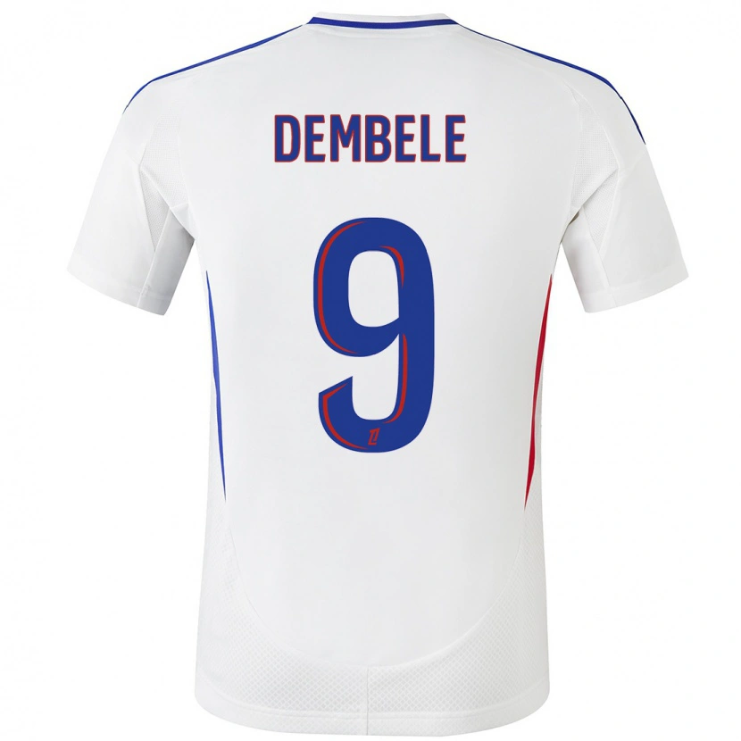 Danxen Mænd Moussa Dembele #9 Hvid Blå Hjemmebane Spillertrøjer 2024/25 Trøje T-Shirt