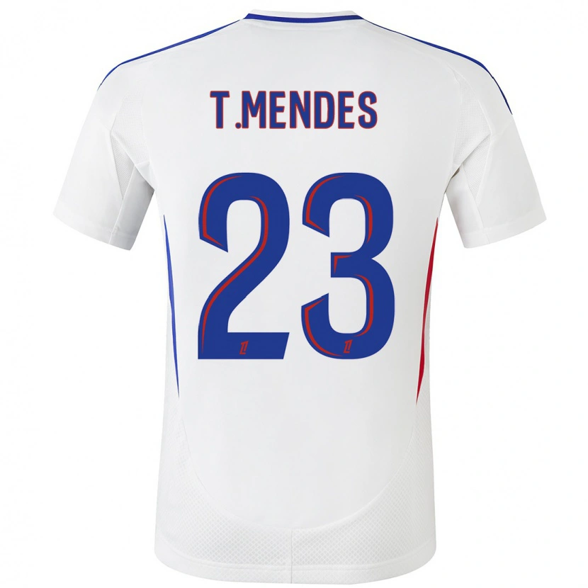 Danxen Mænd Thiago Mendes #23 Hvid Blå Hjemmebane Spillertrøjer 2024/25 Trøje T-Shirt