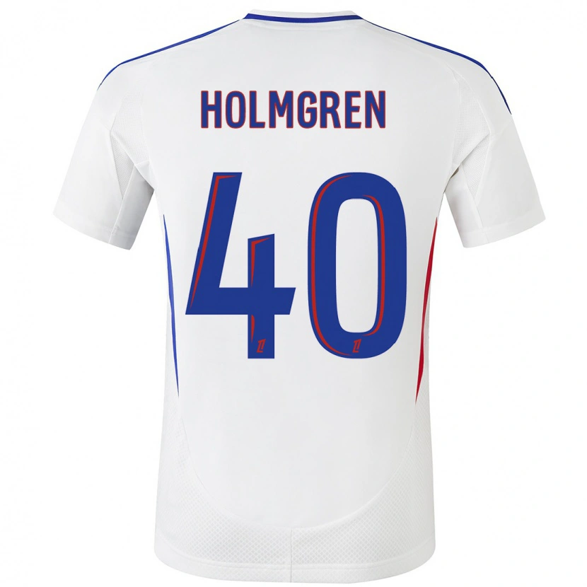 Danxen Mænd Emma Holmgren #40 Hvid Blå Hjemmebane Spillertrøjer 2024/25 Trøje T-Shirt
