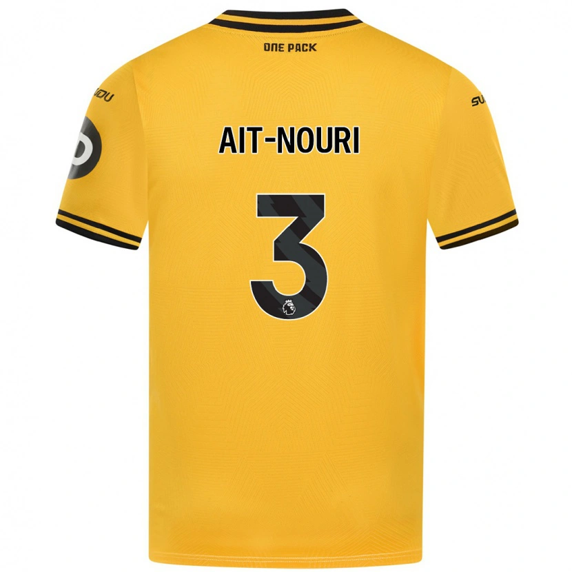 Danxen Mænd Rayan Aït-Nouri #3 Gul Hjemmebane Spillertrøjer 2024/25 Trøje T-Shirt