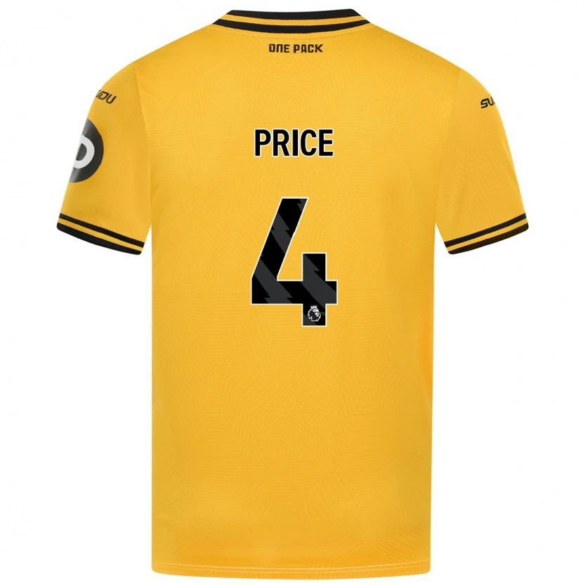Danxen Mænd Anna Price #4 Gul Hjemmebane Spillertrøjer 2024/25 Trøje T-Shirt