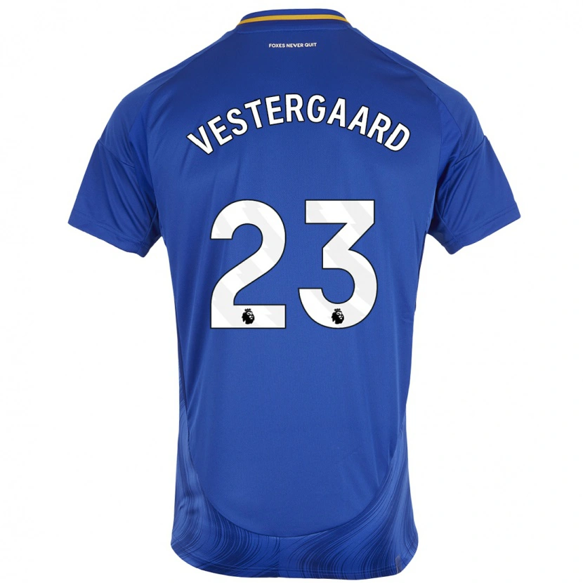 Danxen Mænd Jannik Vestergaard #23 Blå Hvid Hjemmebane Spillertrøjer 2024/25 Trøje T-Shirt